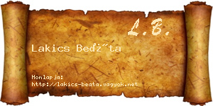Lakics Beáta névjegykártya