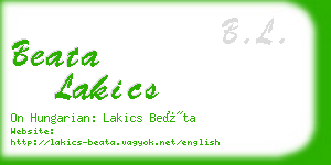 beata lakics business card